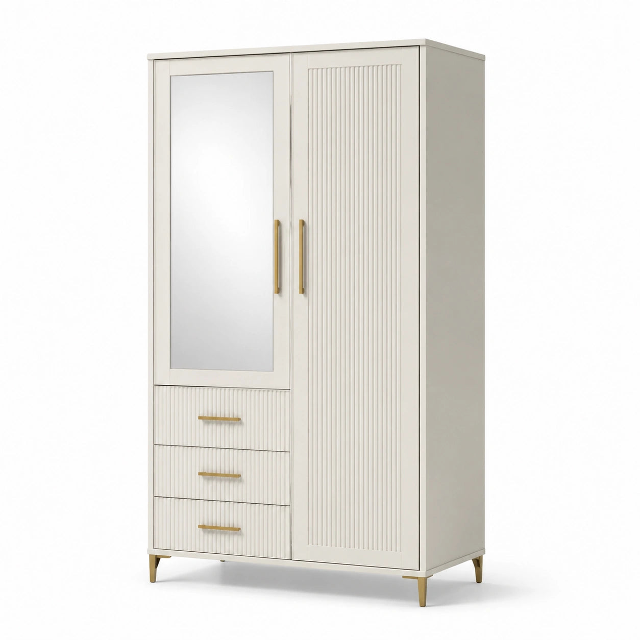 Armoire en bois blanc avec miroir