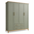 Armoire 4 portes avec 2 tiroirs en bois et MDF vert olive