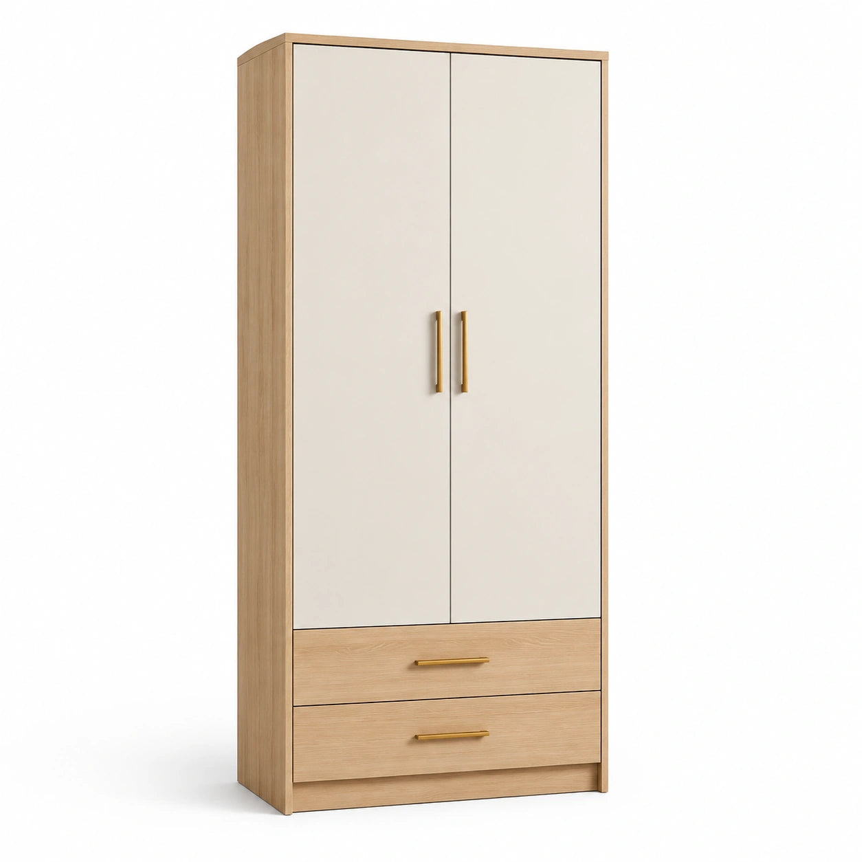 Armoire en bois avec tiroirs chêne et blanc 180x80x50 cm