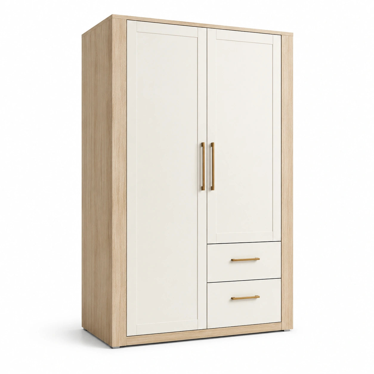 Armoire en Bois avec Portes Battantes et 2 Tiroirs