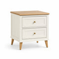 Table de chevet en bois avec 2 tiroirs blanc et chêne