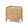 Table de chevet en bois et rotin