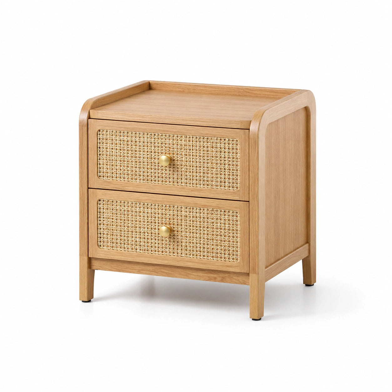 Table de chevet en bois et rotin
