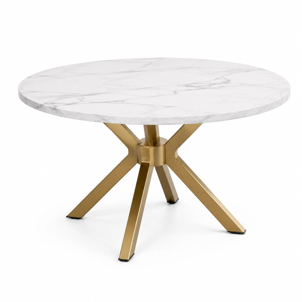 Table ronde en marbre blanc et métal doré