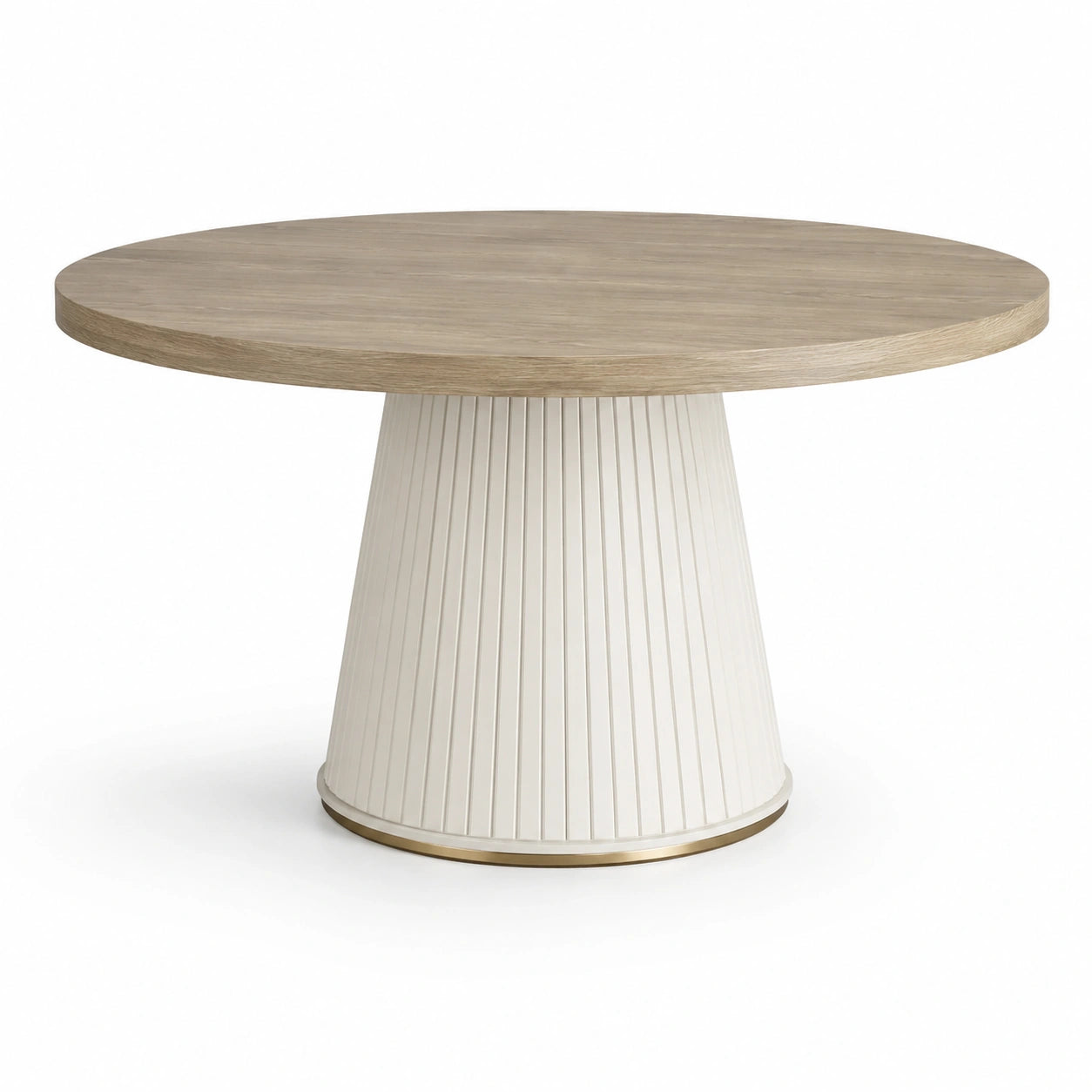 Table ronde en chêne et acier blanc D120 cm