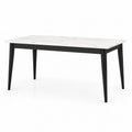 Table de salle à manger en marbre et métal blanc et noir 180x90x75 cm