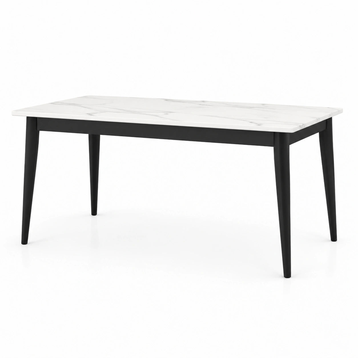 Table de salle à manger en marbre et métal blanc et noir 180x90x75 cm