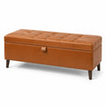 Banc de rangement en cuir synthétique marron