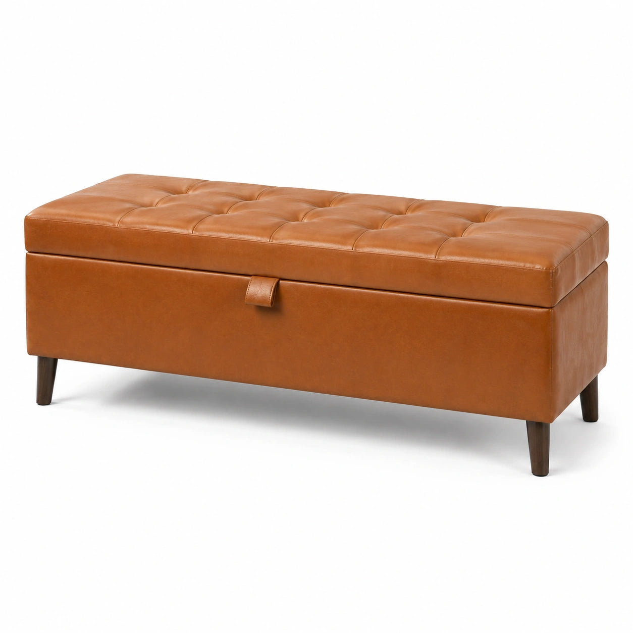 Banc de rangement en cuir synthétique marron