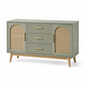 Buffet en bois et rotin avec deux portes et trois tiroirs 120 cm