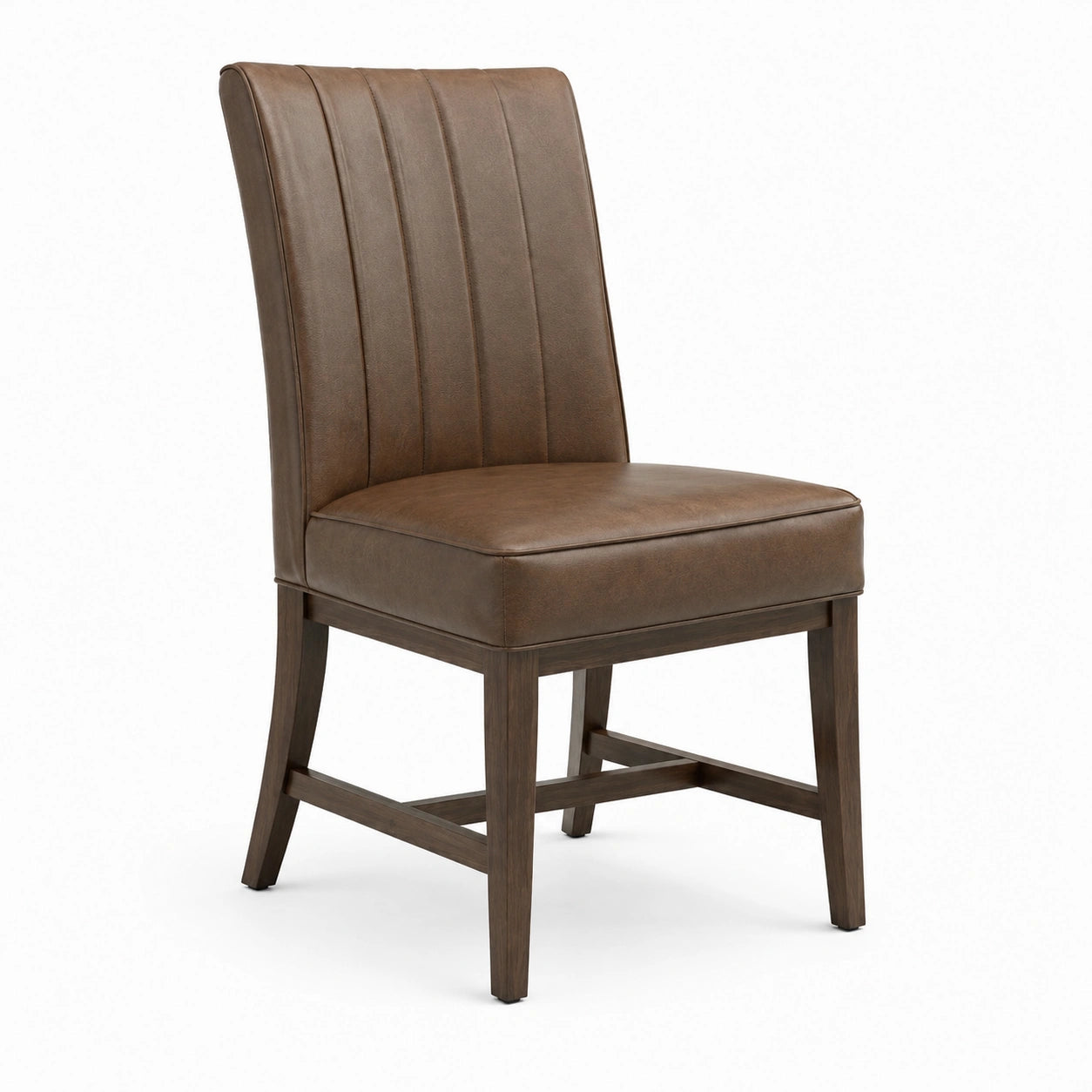 Chaise en cuir synthétique et bois marron