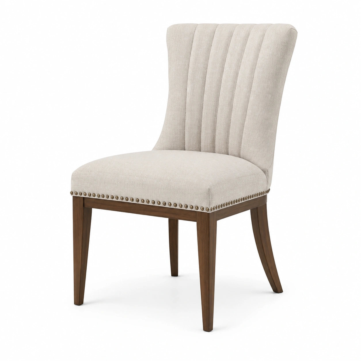 Chaise en bois avec tissu beige