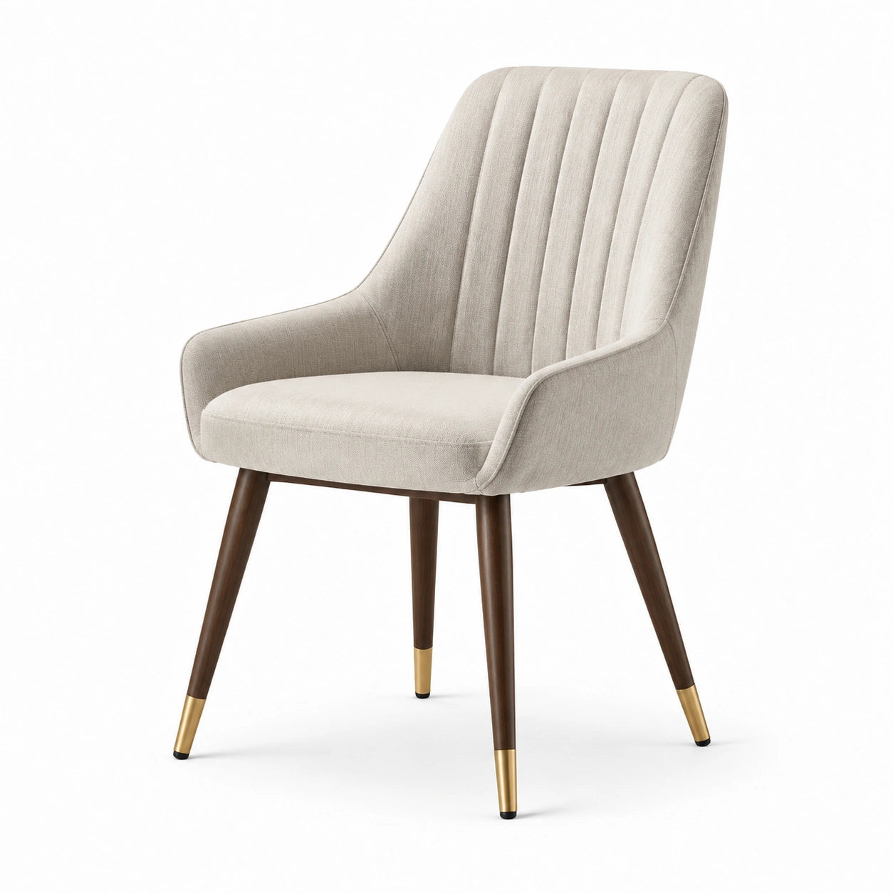 Chaise en bois avec revêtement en tissu polyester beige