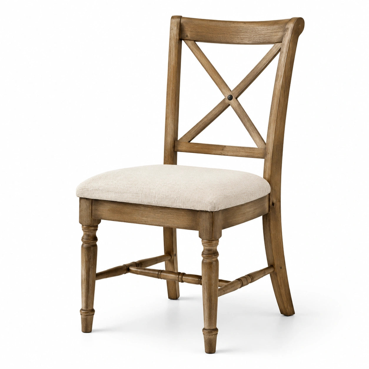 Chaise en bois de chêne avec siège en lin beige