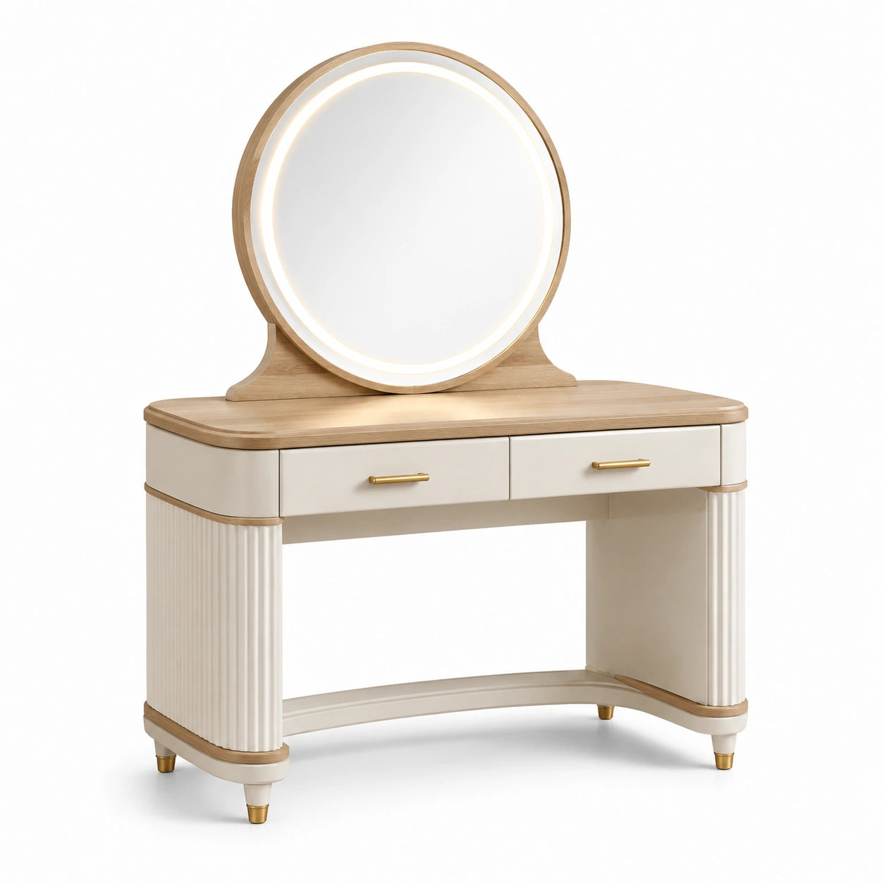 Coiffeuse en Bois avec Miroir LED Intégré