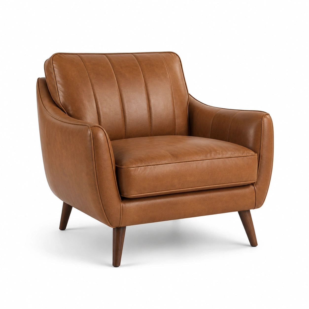 Fauteuil en cuir synthétique marron avec rembourrage