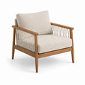 Fauteuil en bois avec corde tressée et coussins en polyester beige