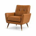 Fauteuil en cuir synthétique marron pieds en bois de hêtre
