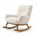 Fauteuil à bascule en bois et tissu bouclette beige