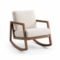 Fauteuil à bascule en bois avec tissu bouclé